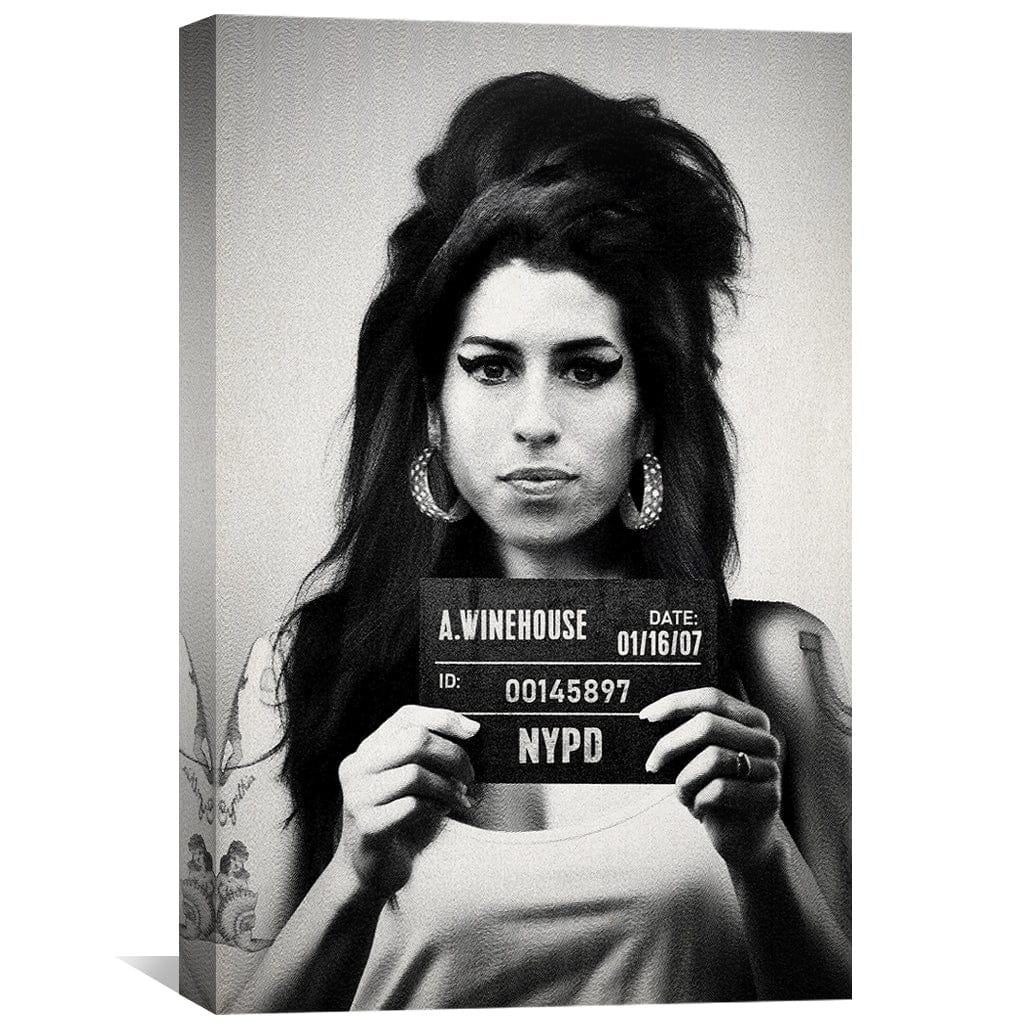 Amy Mugshot schwarze Leinwand