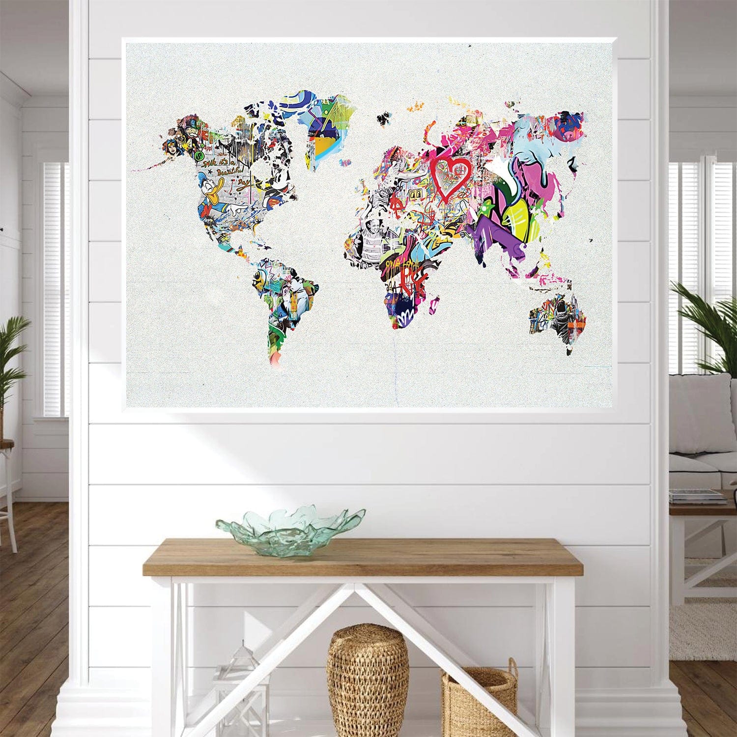 Toile de carte du monde graffiti