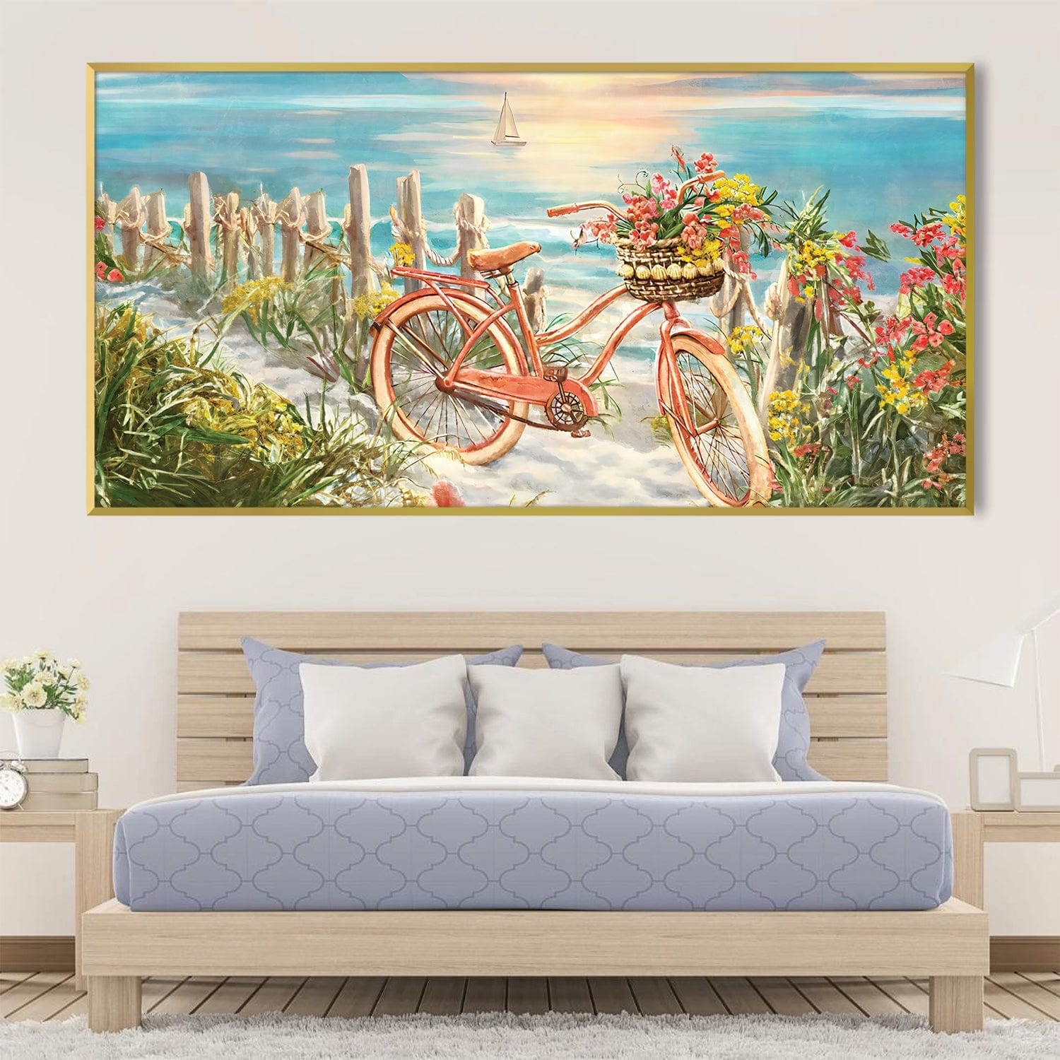 Toile Balades à vélo au bord de la plage