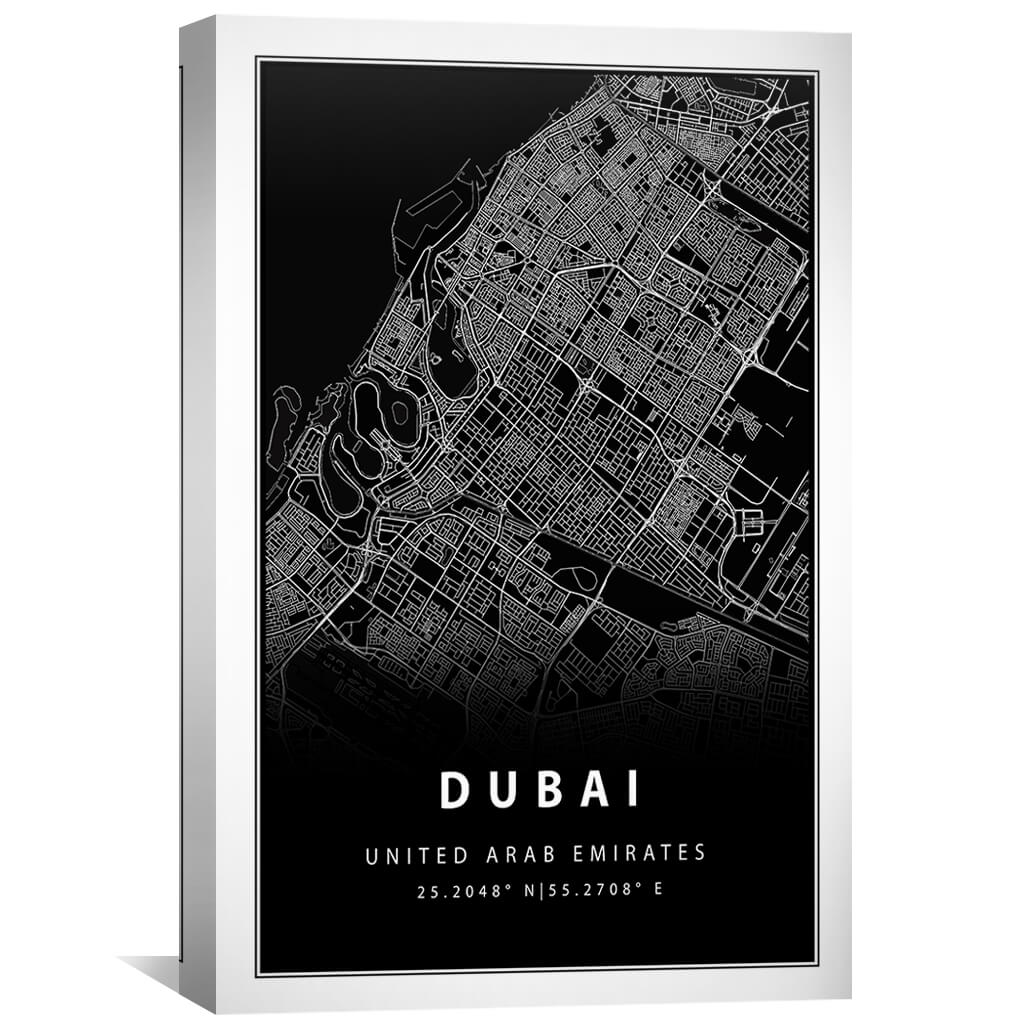 Toile carte noire de Dubaï