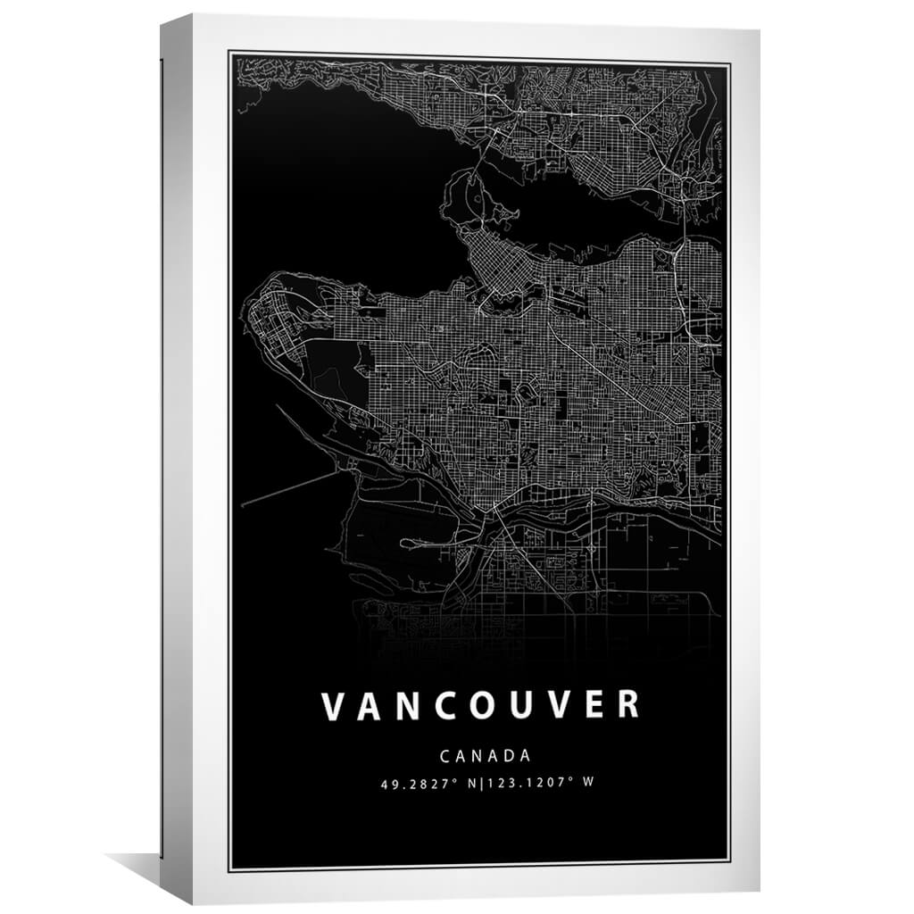 Toile de carte noire de Vancouver