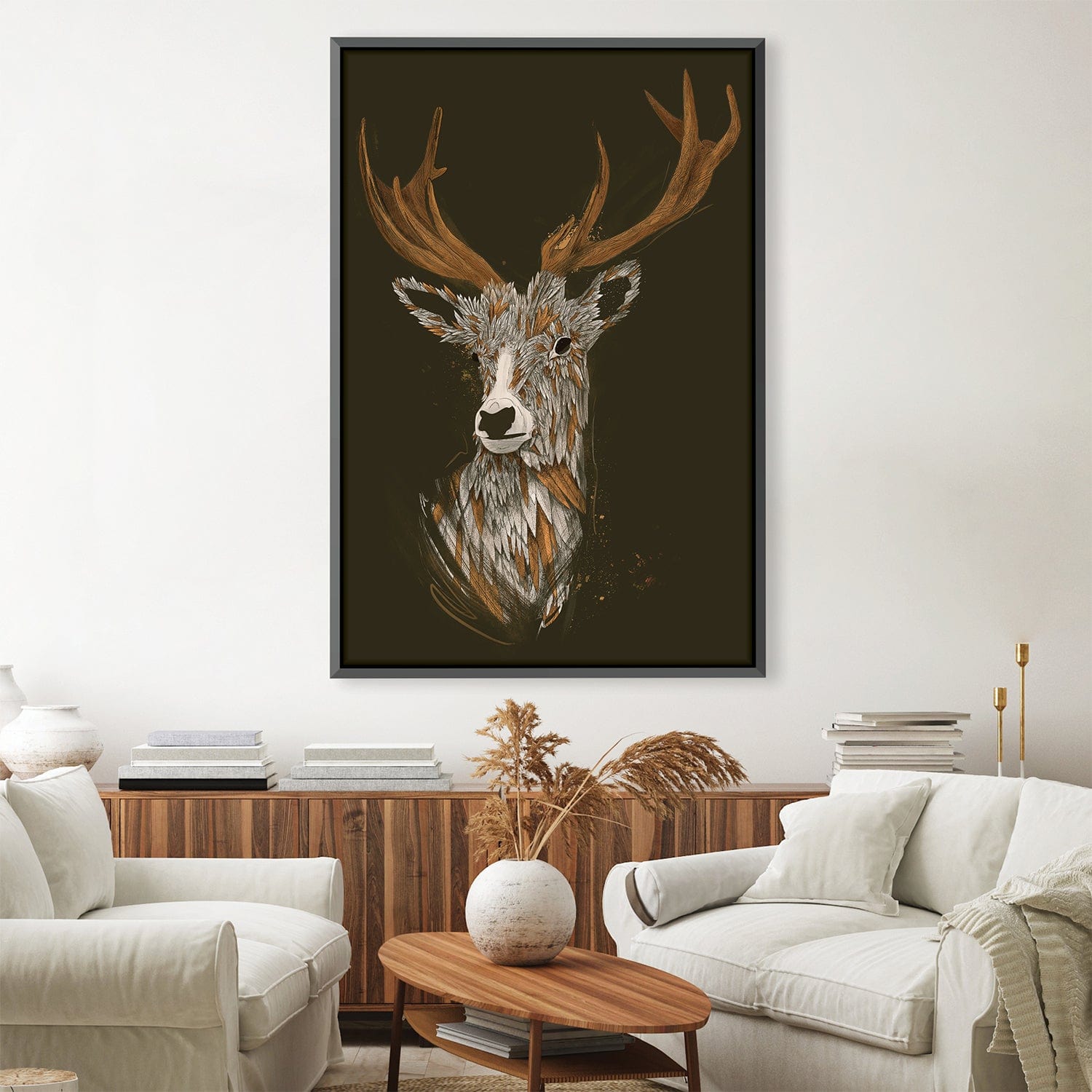 Toile foncée de cerf à plumes