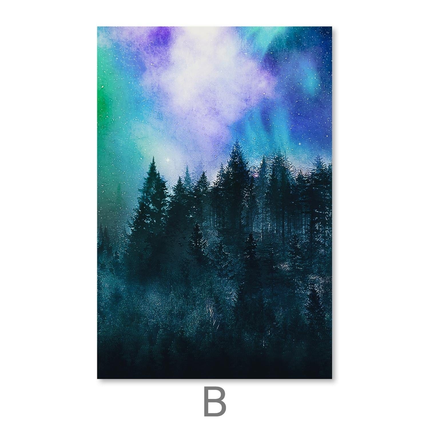 Toile Forêt Ciel Étoilé