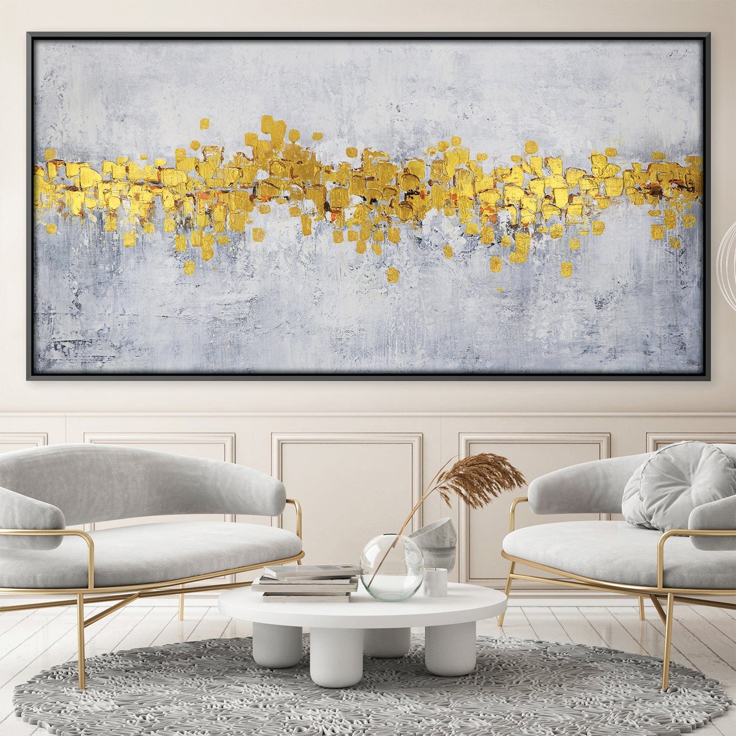 Peinture à l'huile de pétales d'or