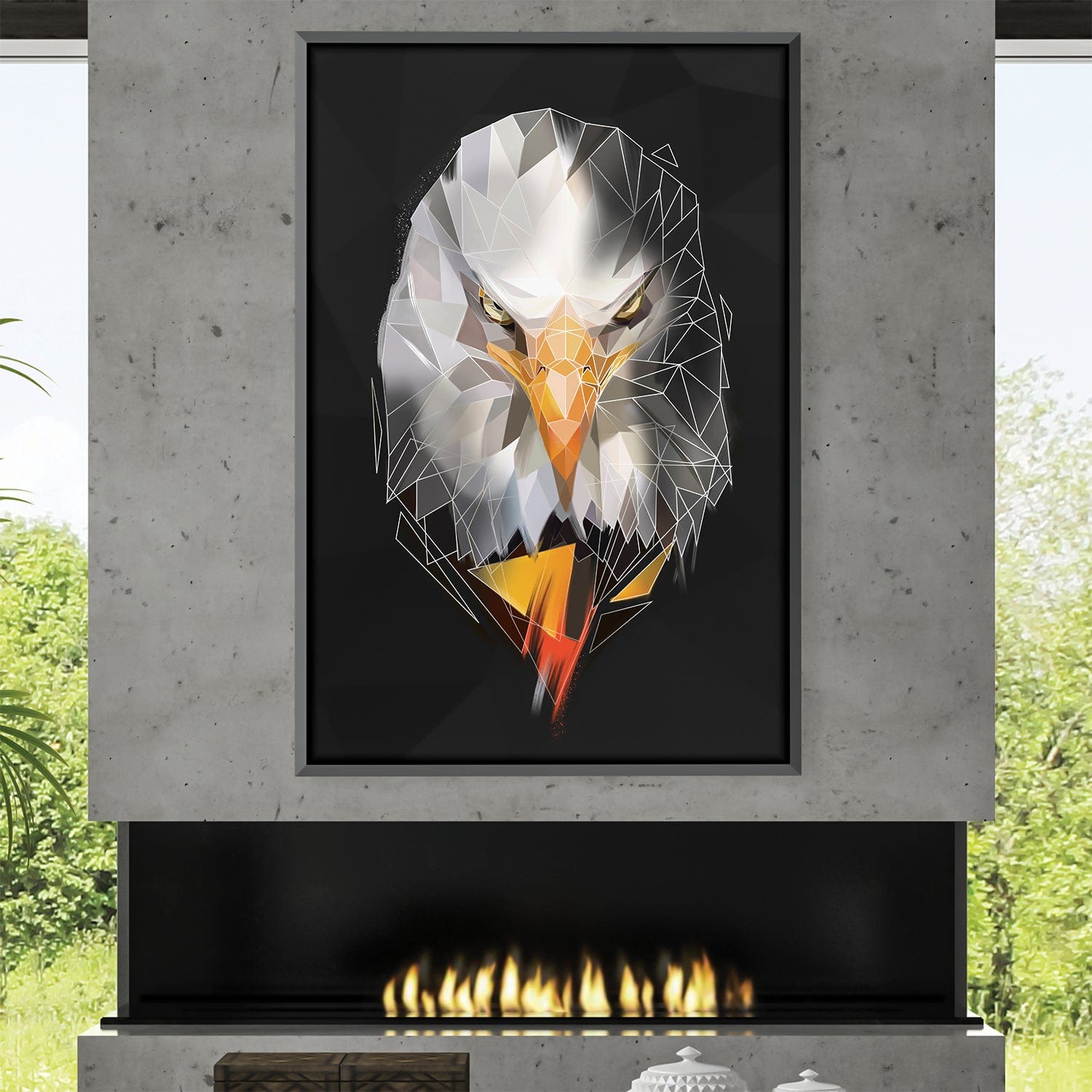 Low Poly Eagle 2 Dunkle Leinwand