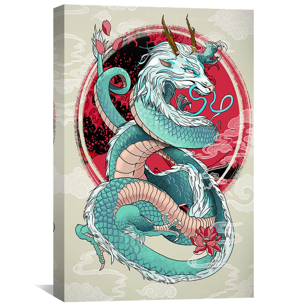 Toile Dragon Fumée Bleu Clair