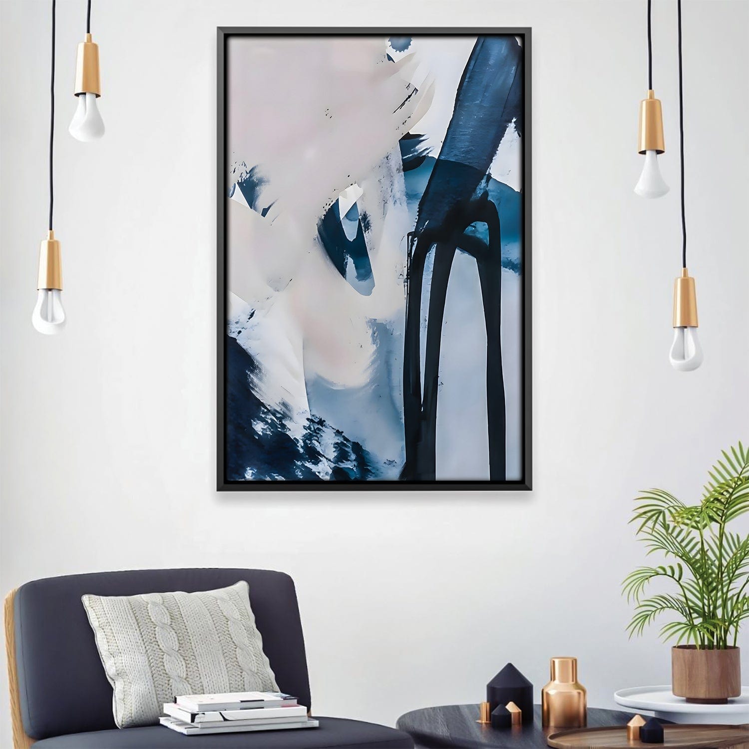 Fenêtre sur la toile abstraite bleue
