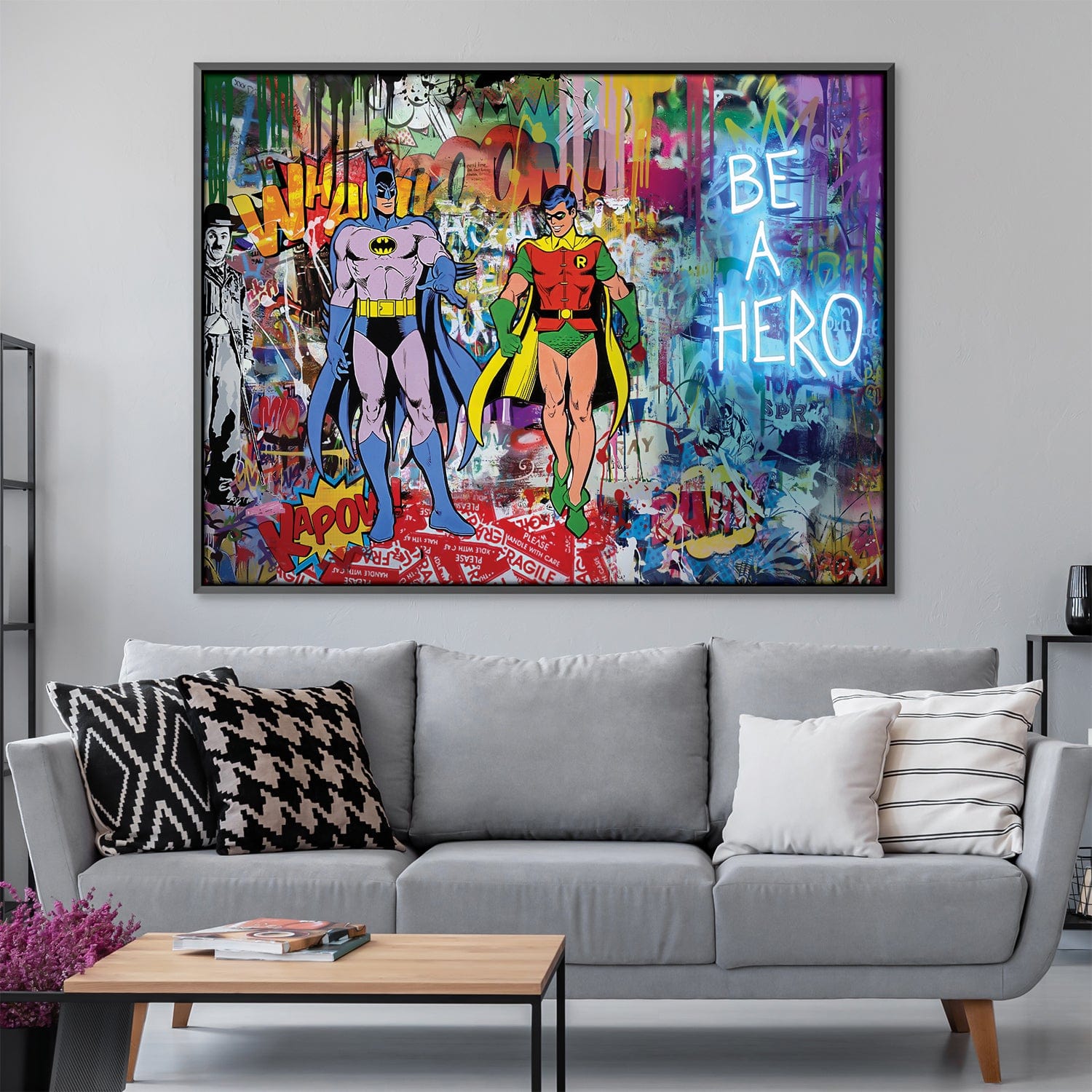 Toile Graffiti Batman et Robin