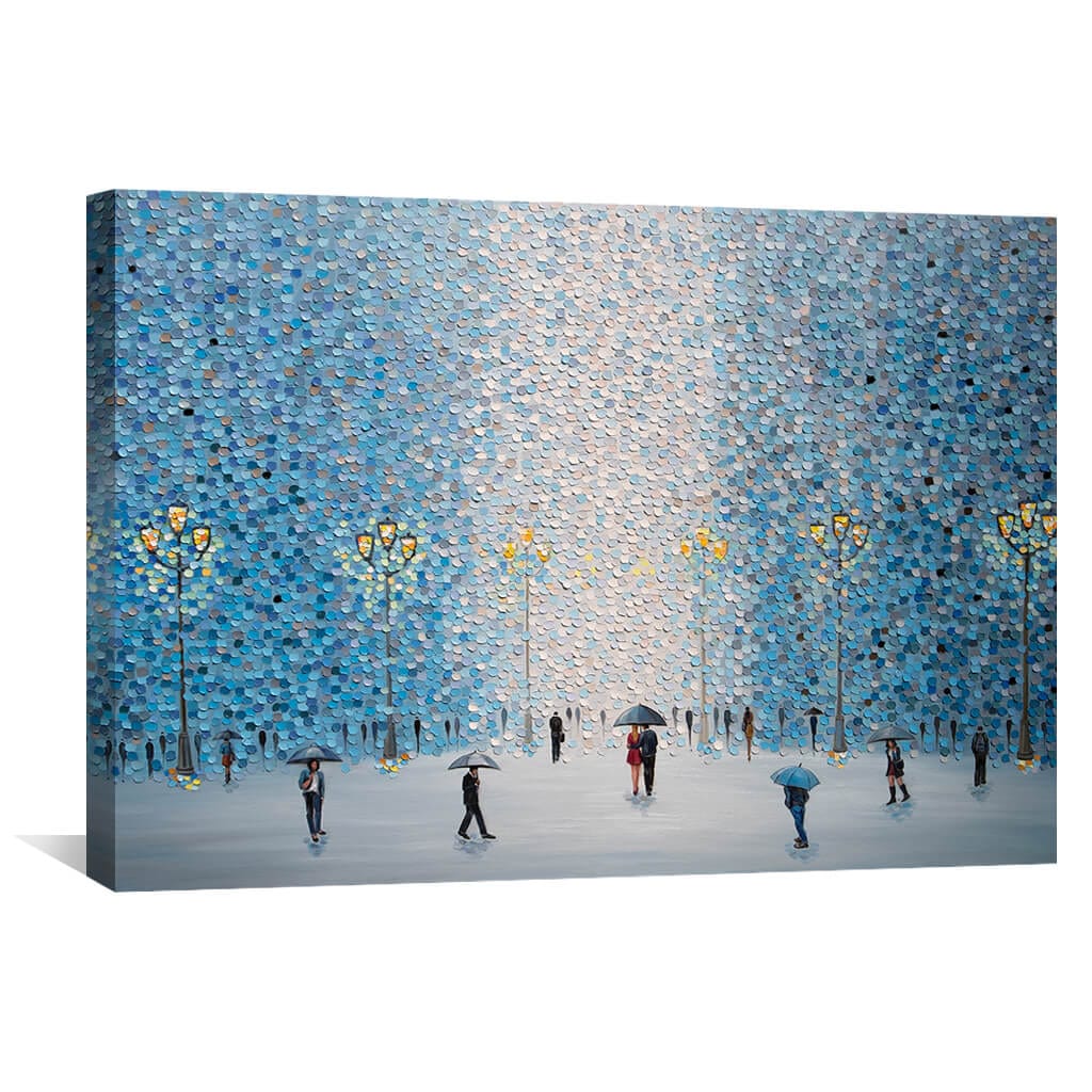 Toile de lampadaires pluvieux