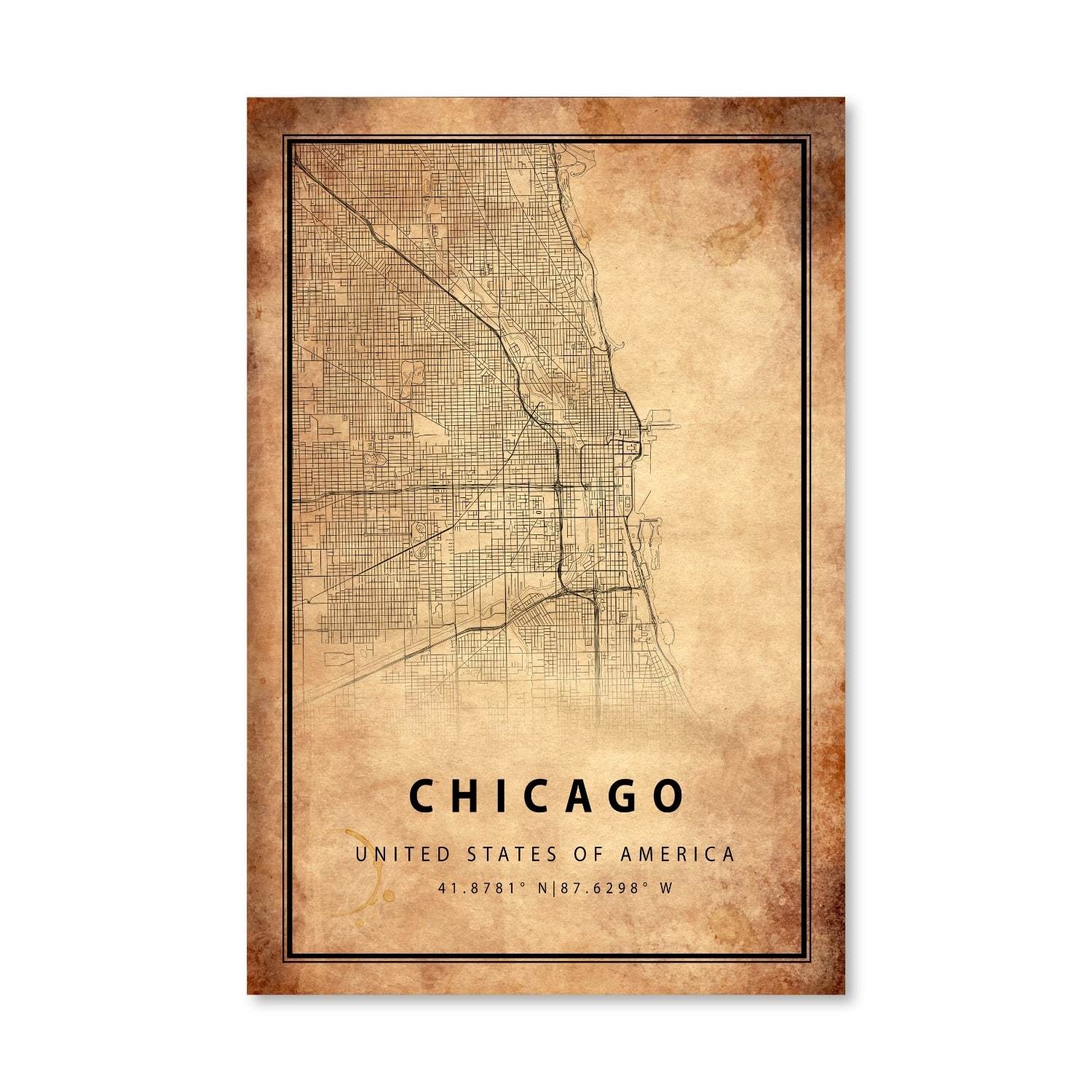 Toile de carte vintage de Chicago