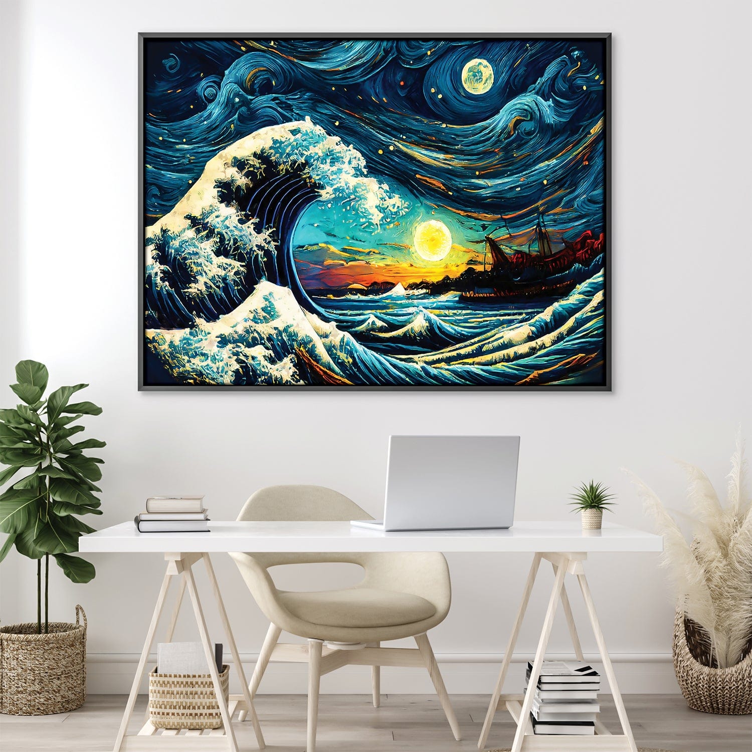 Toile Vague étoilée au large de Kanagawa