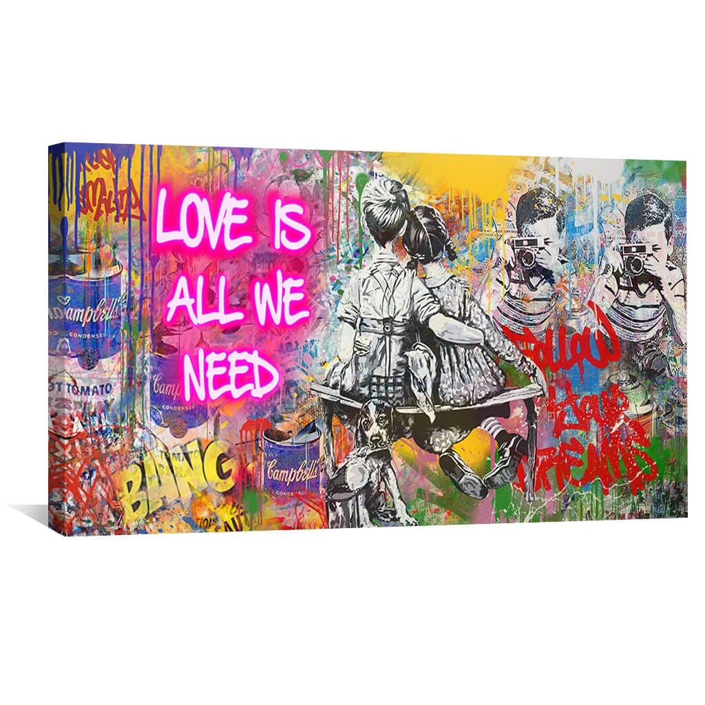 Graffiti-Banksy-Liebe ist alles, was wir brauchen Leinwand