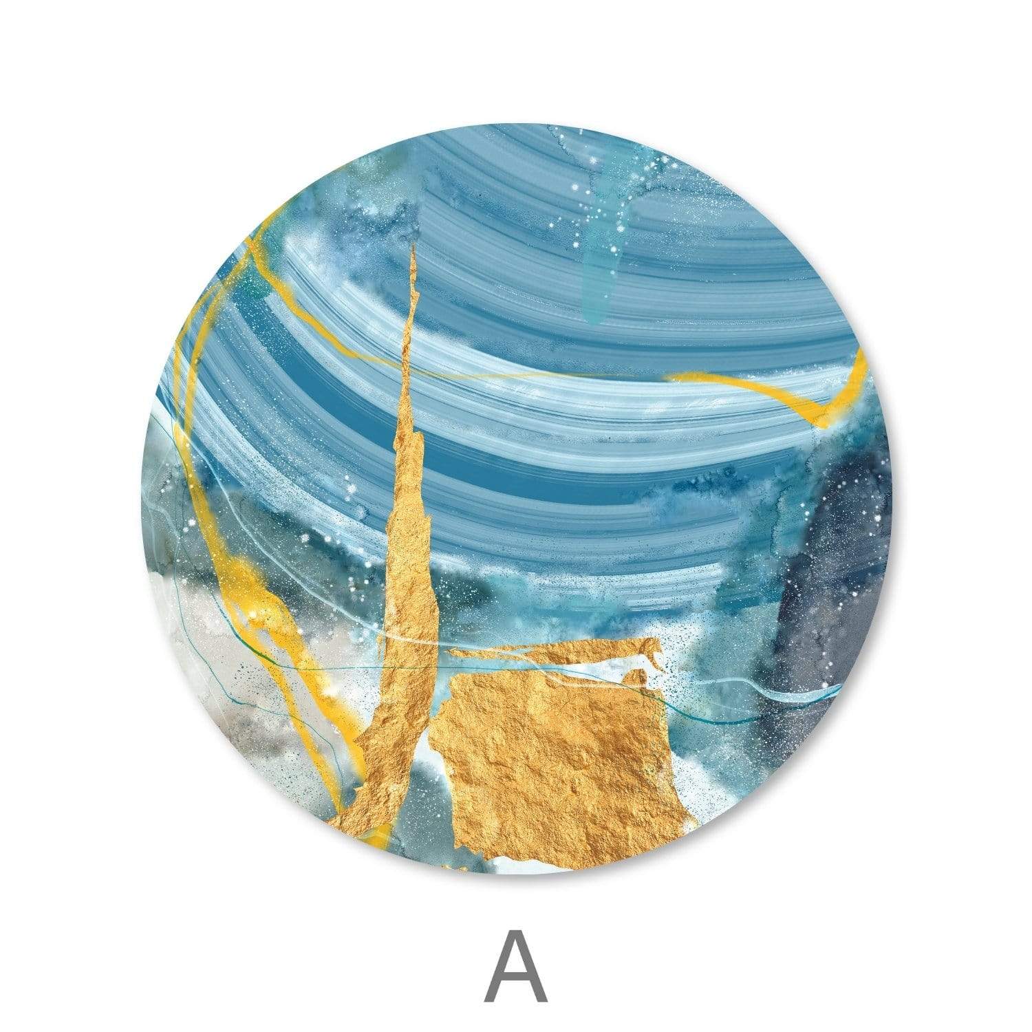 Toile Abstraite Bleu Jaune - Cercle