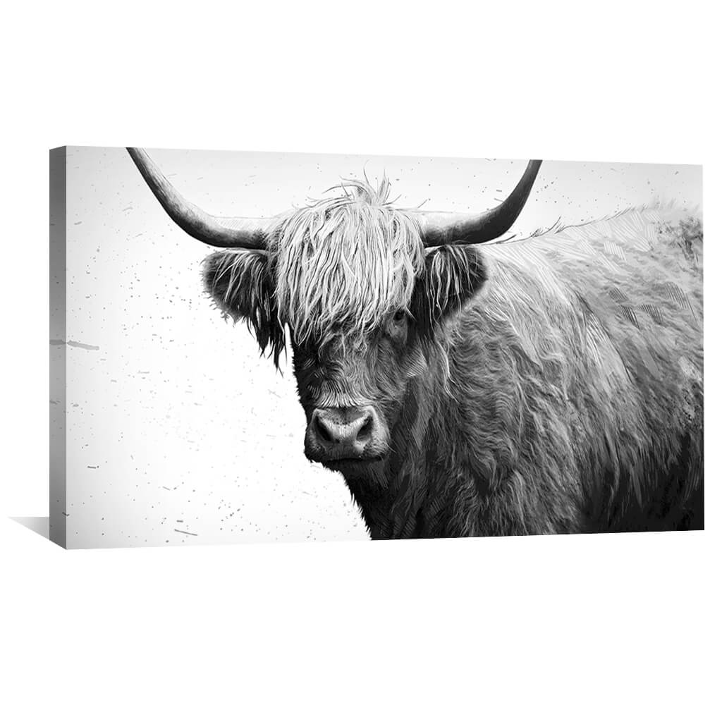 Toile de vache Highland noire et blanche
