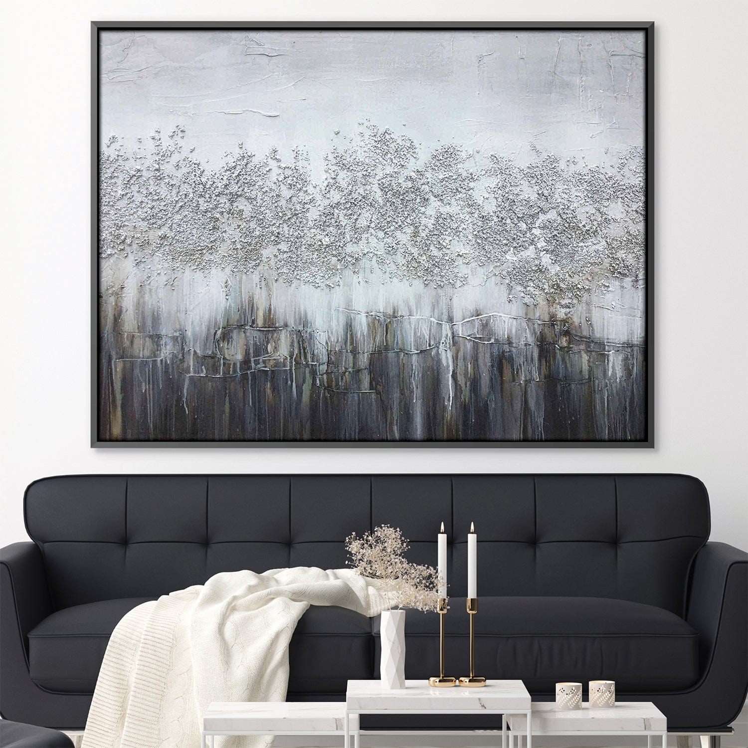 Peinture à l'huile grise texturée