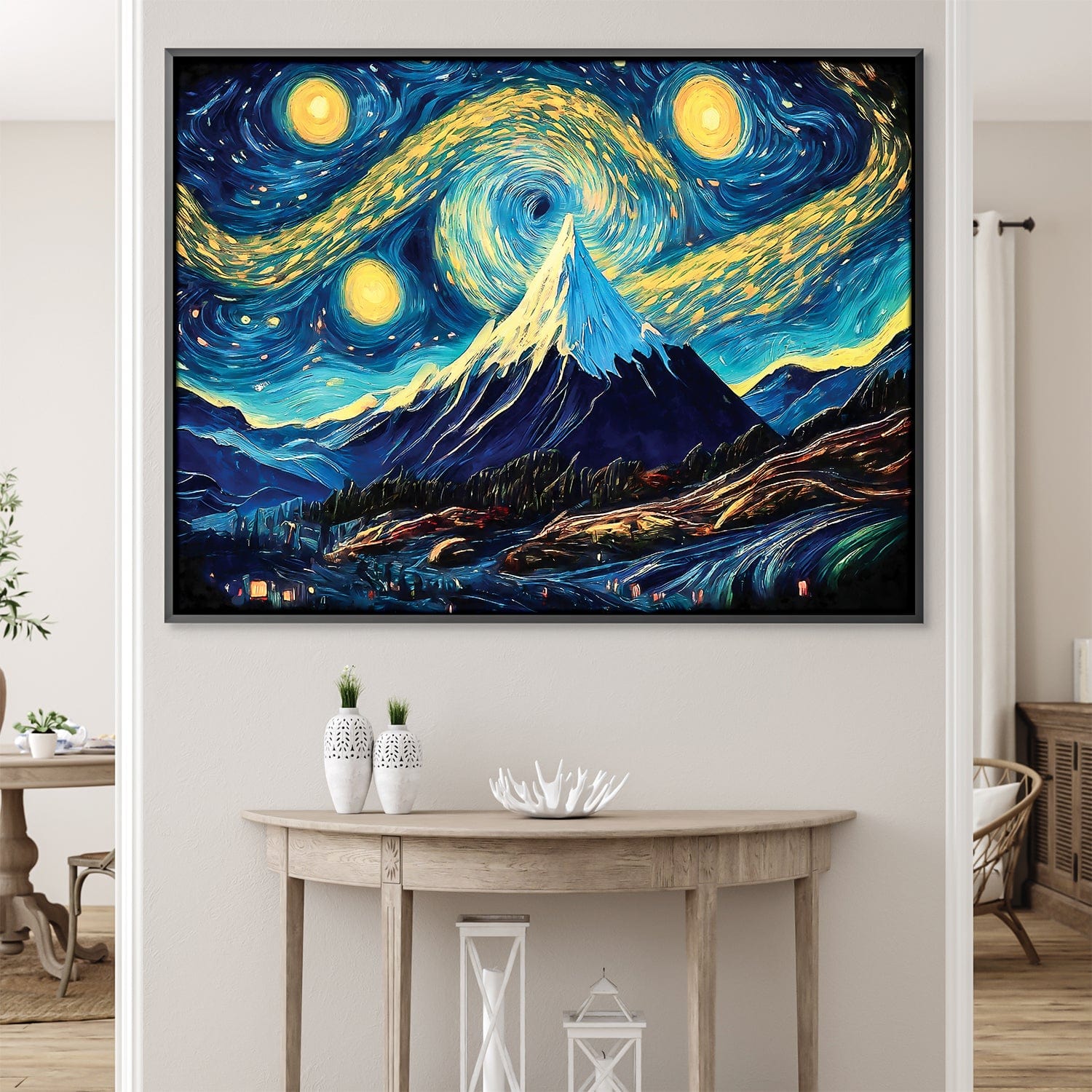Toile de paysage de montagne étoilée