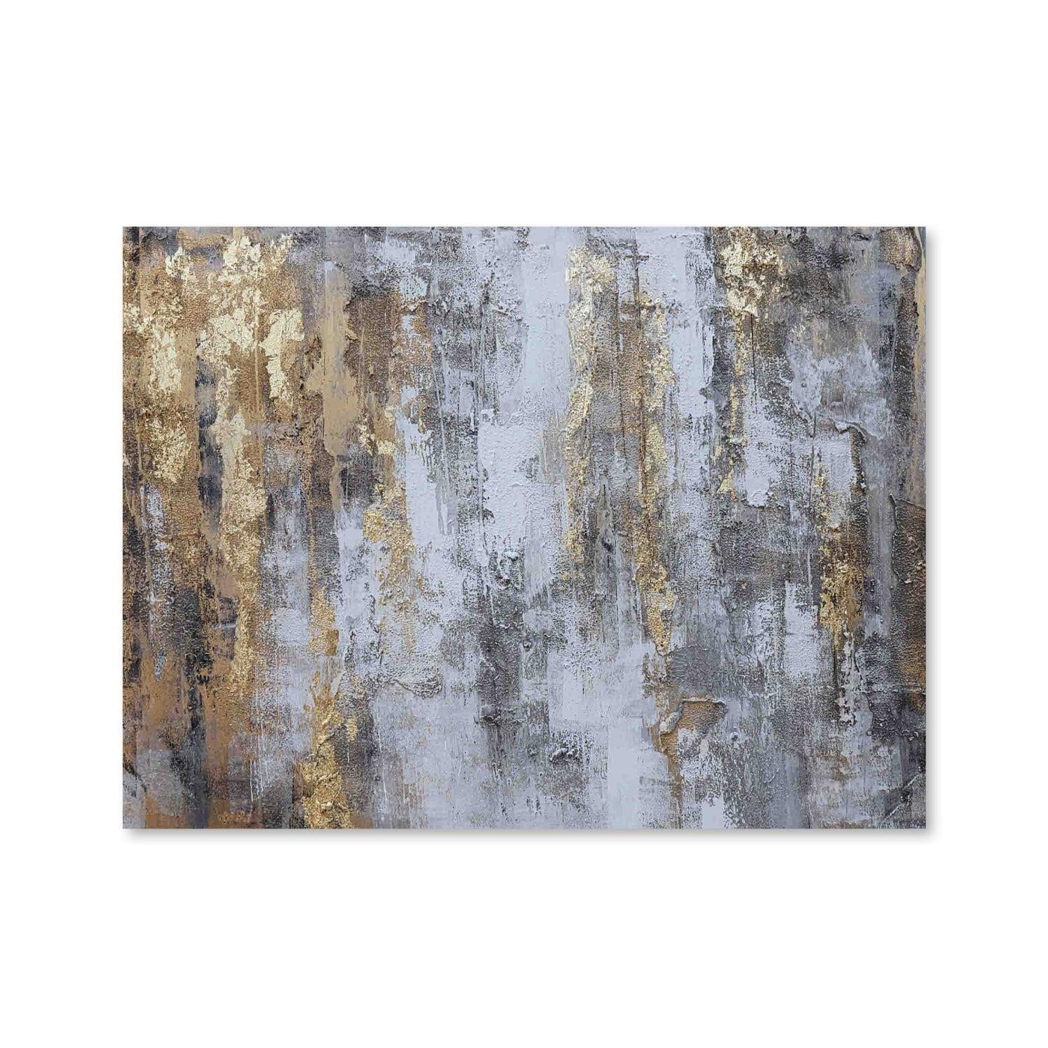 Peinture à l’huile abstraite gris et or