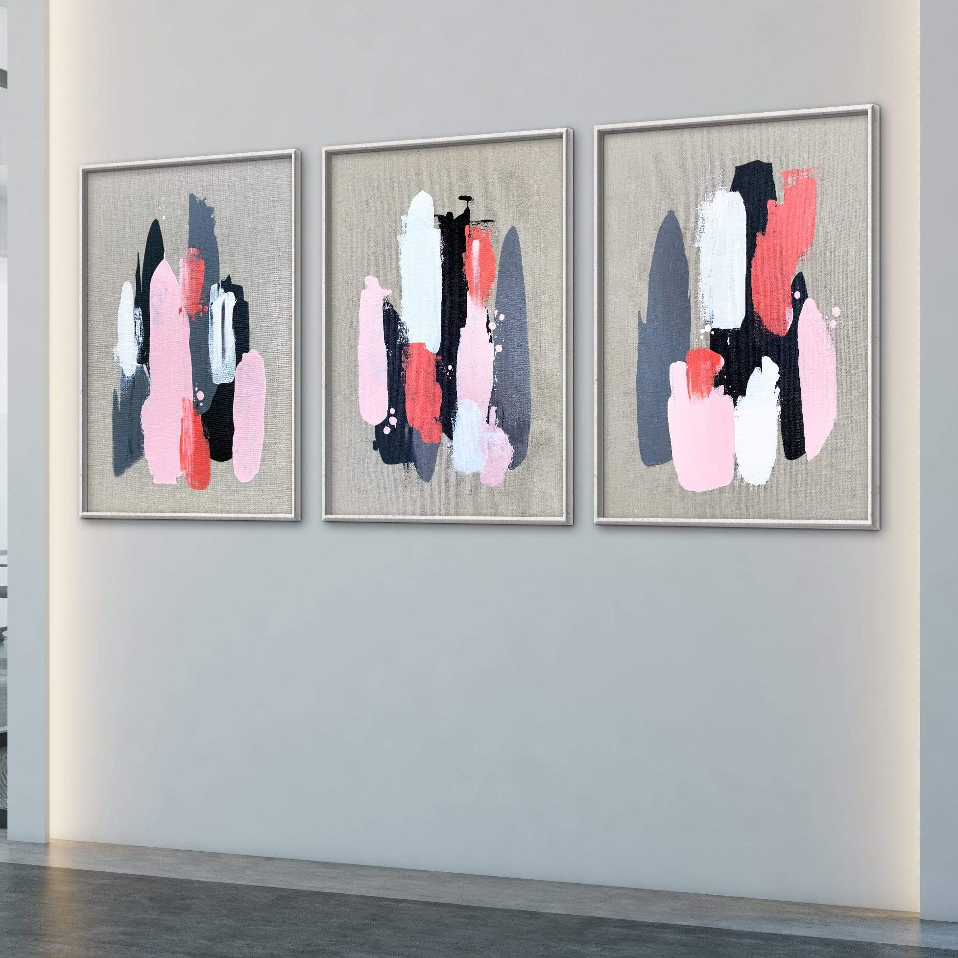 Rosa, schwarze und graue Leinwand