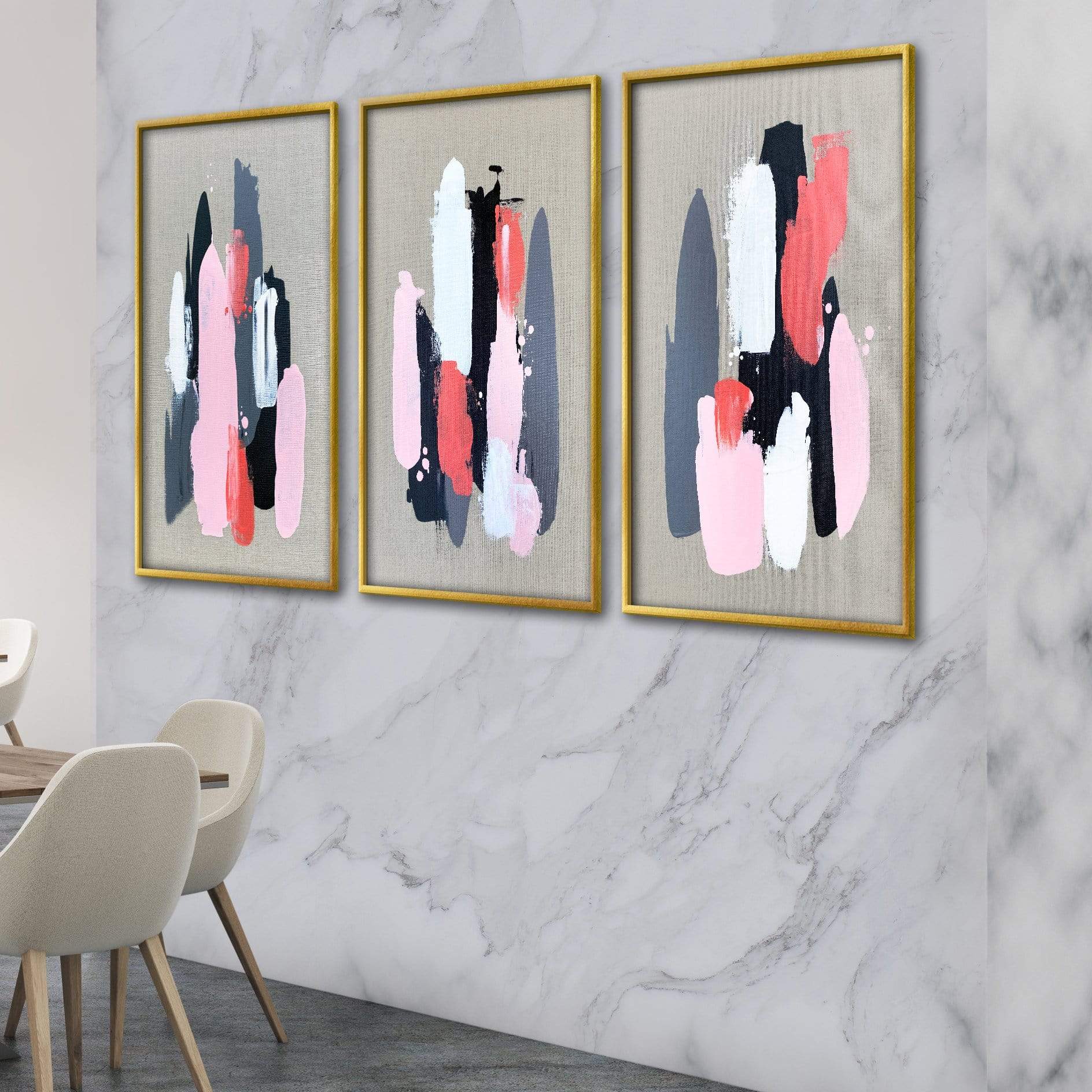 Rosa, schwarze und graue Leinwand