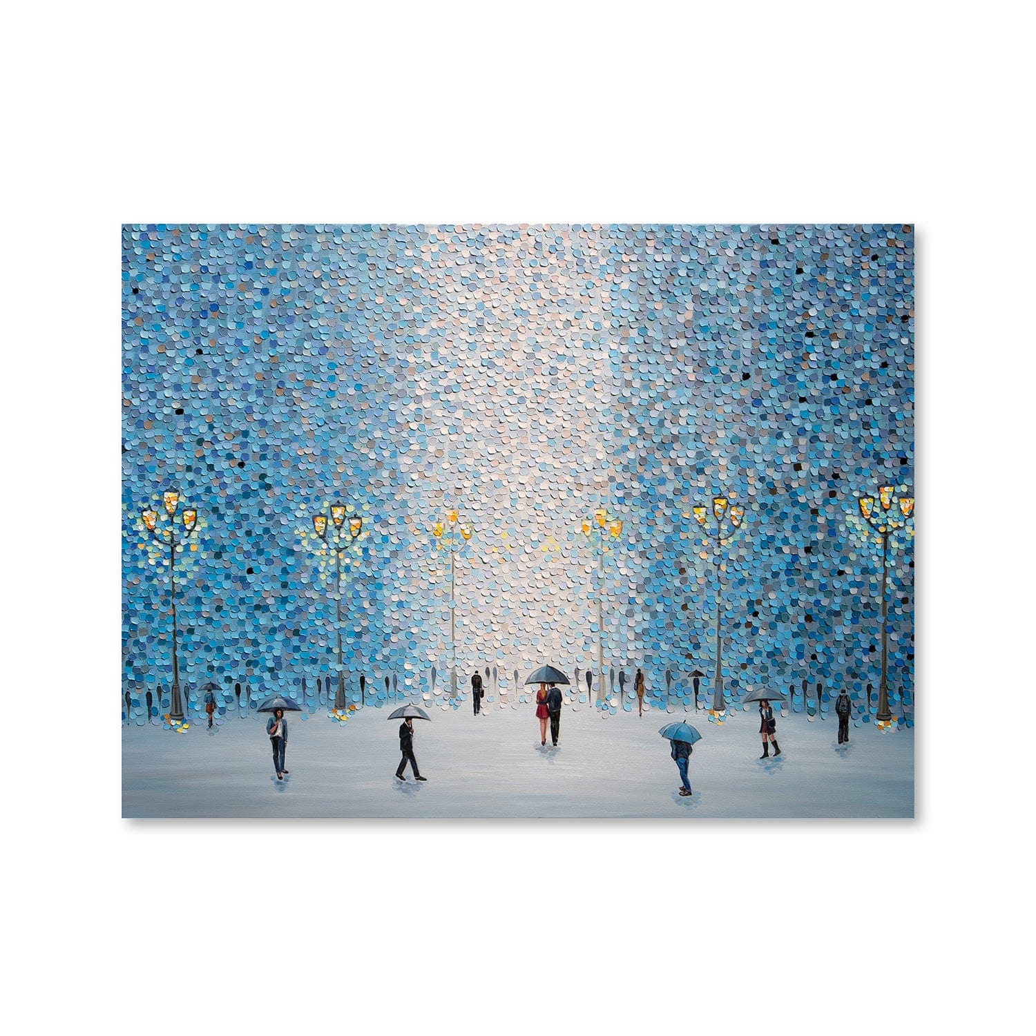 Toile de lampadaires pluvieux