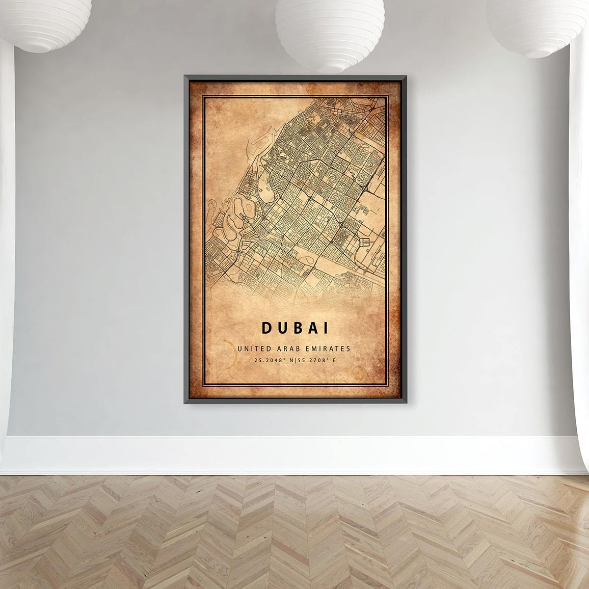 Toile de carte vintage de Dubaï