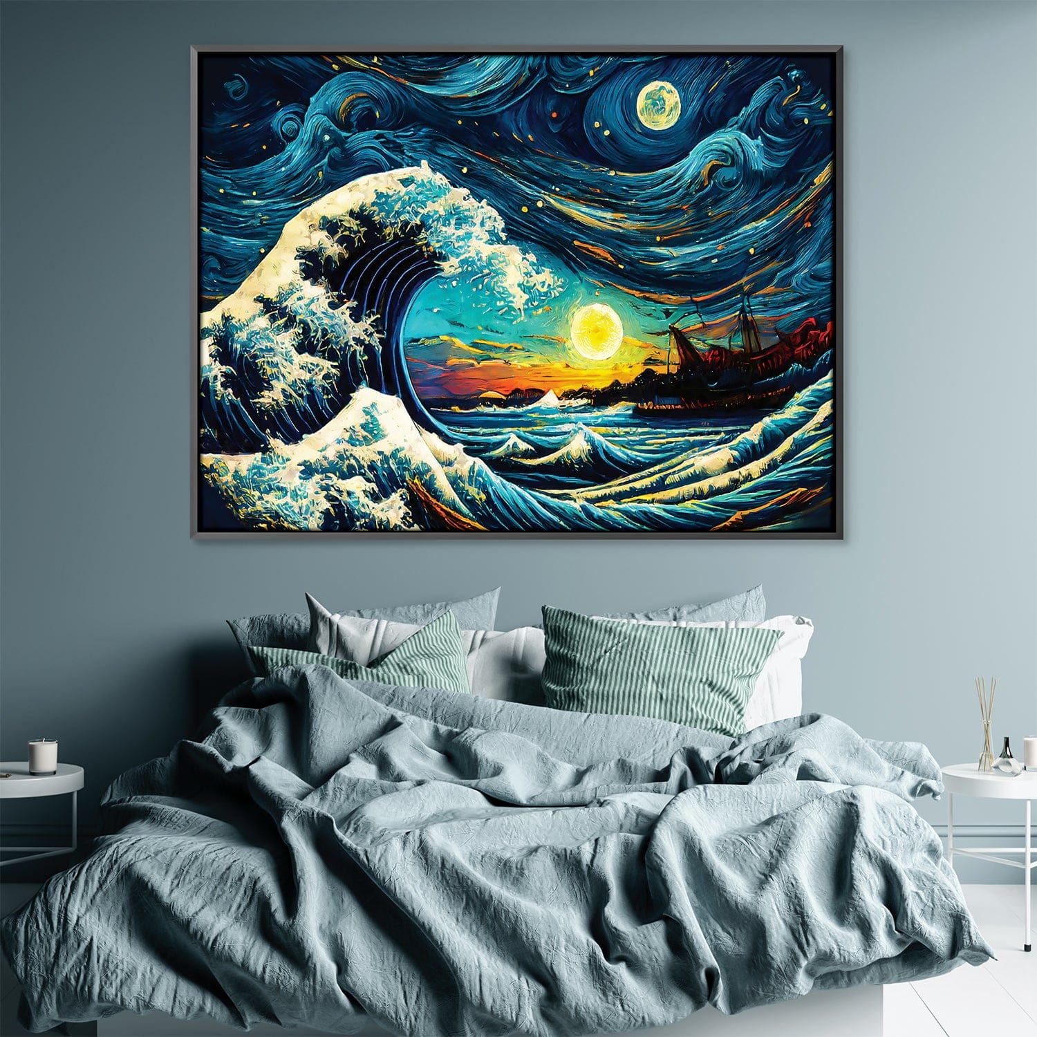 Toile Vague étoilée au large de Kanagawa