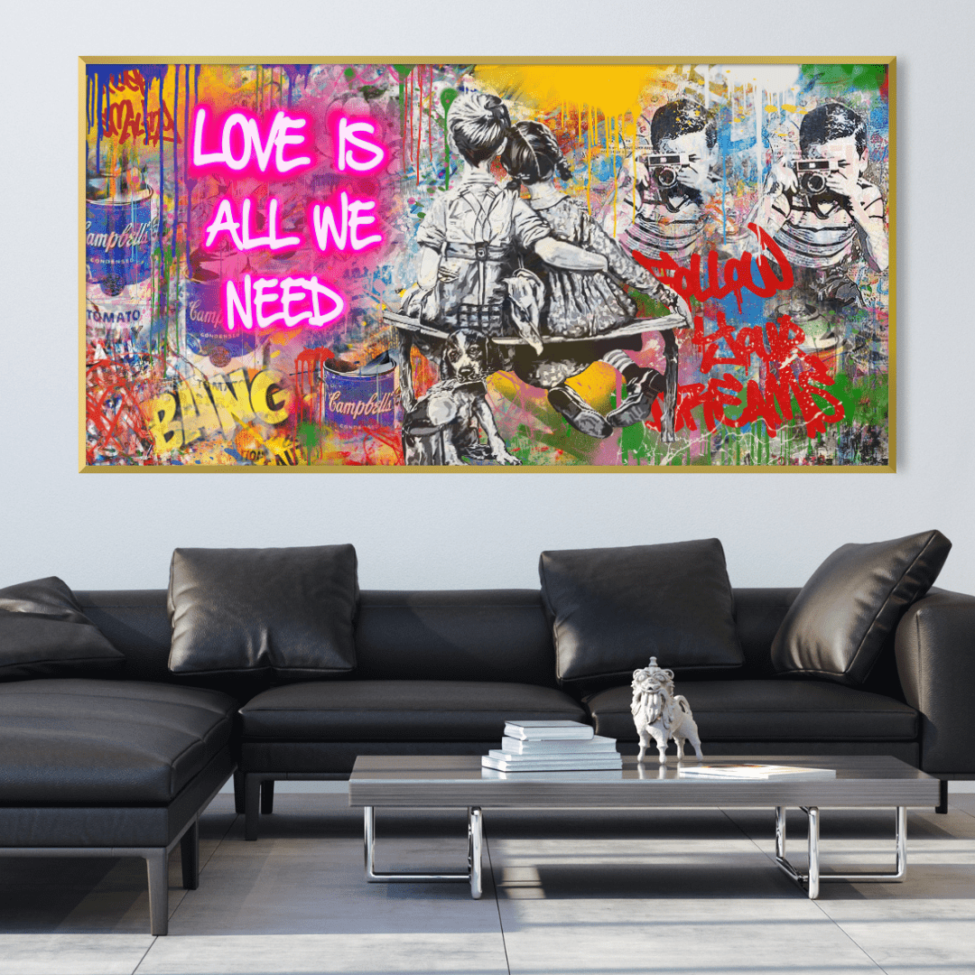 Graffiti-Banksy-Liebe ist alles, was wir brauchen Leinwand
