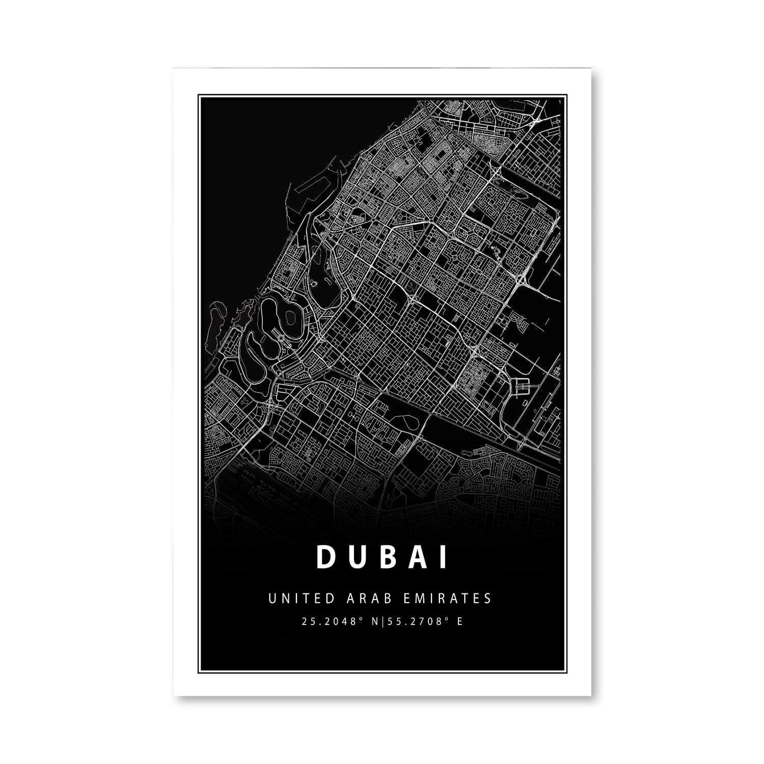 Toile carte noire de Dubaï