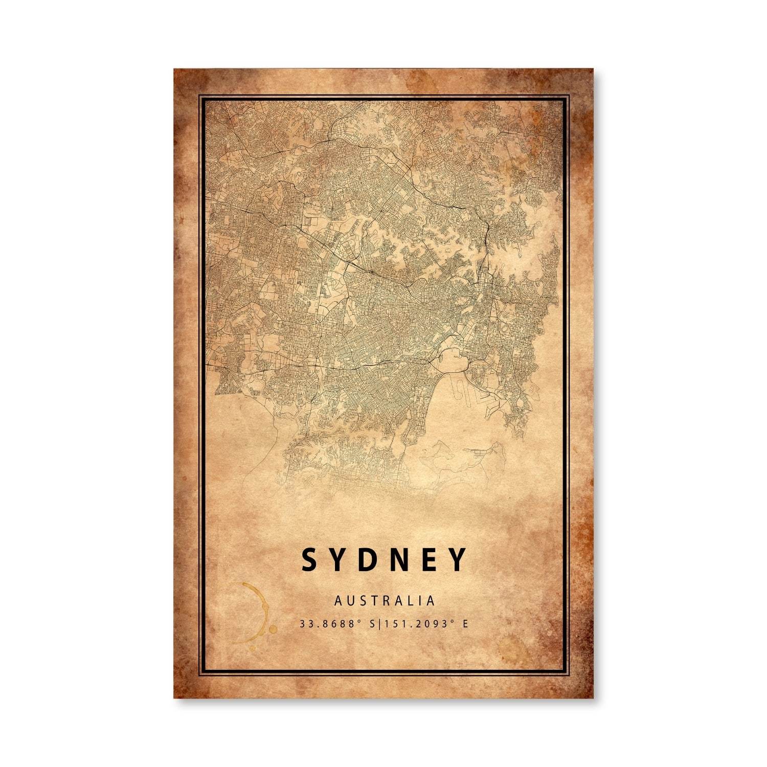 Toile de carte vintage de Sydney