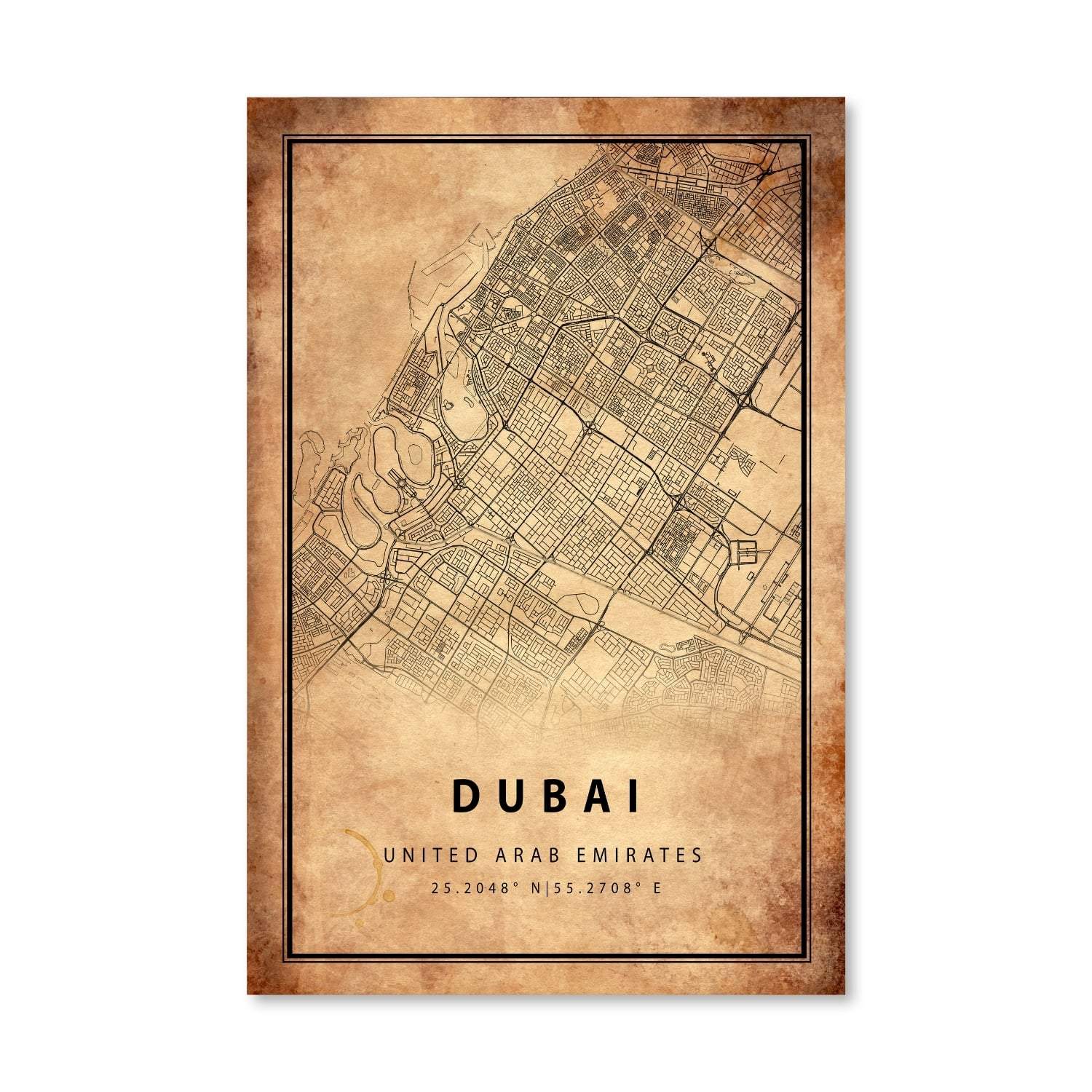 Toile de carte vintage de Dubaï