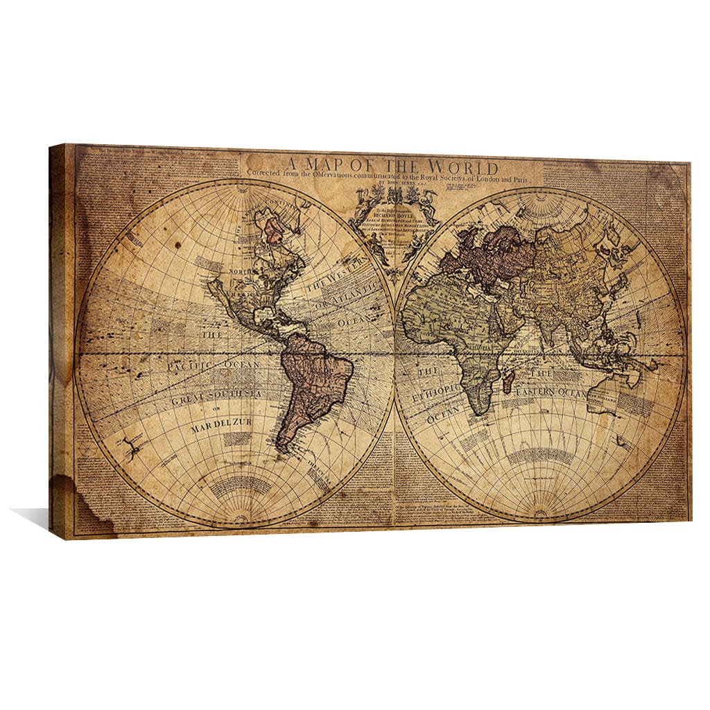 Toile de carte du monde rustique