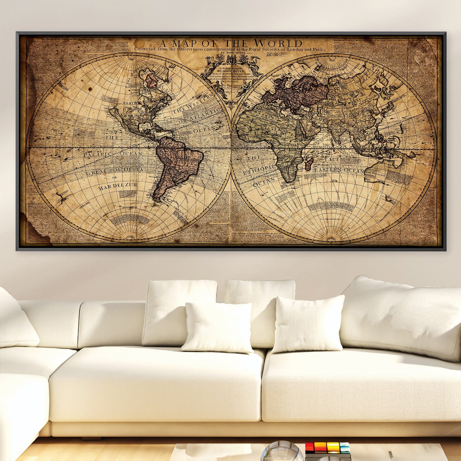 Toile de carte du monde rustique