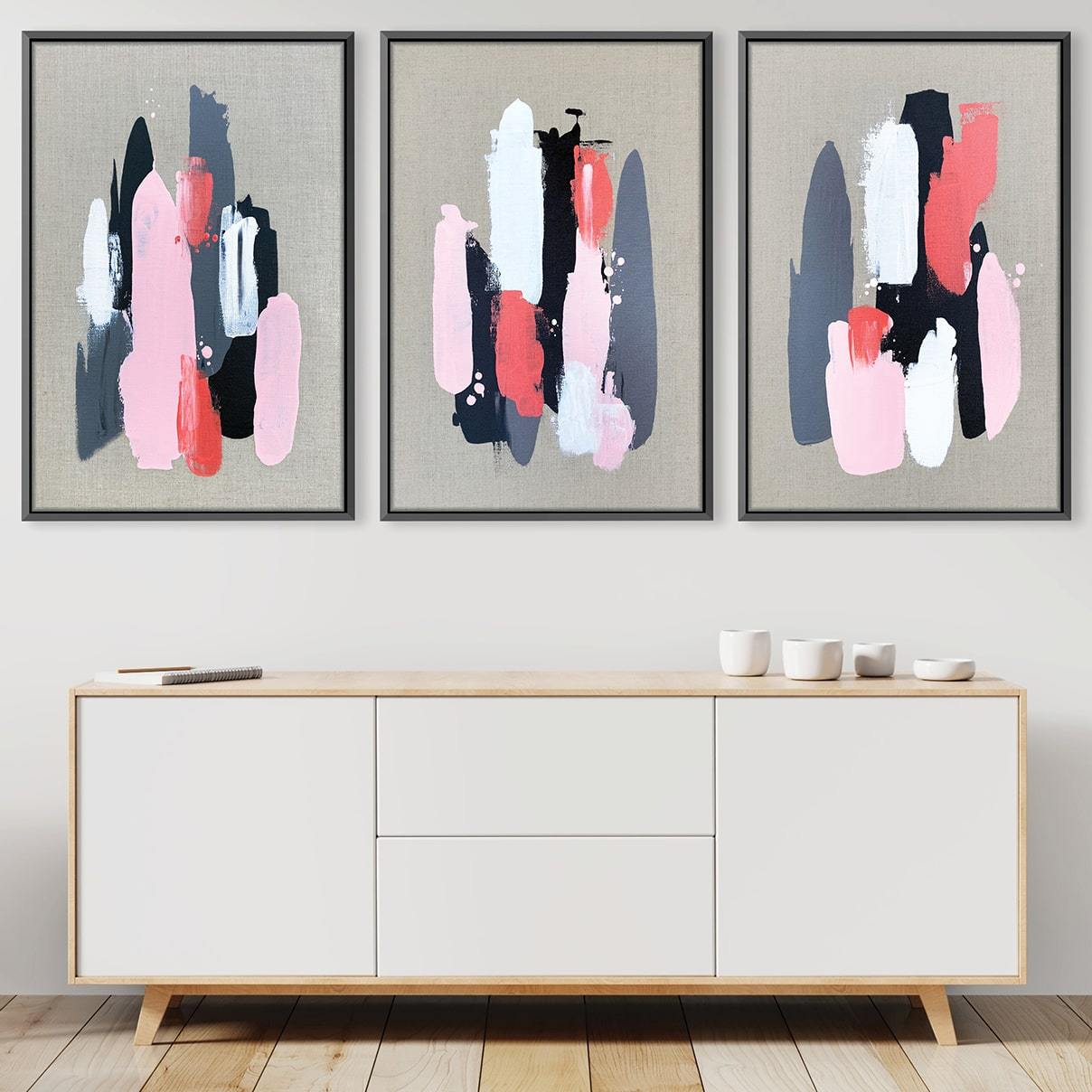 Rosa, schwarze und graue Leinwand