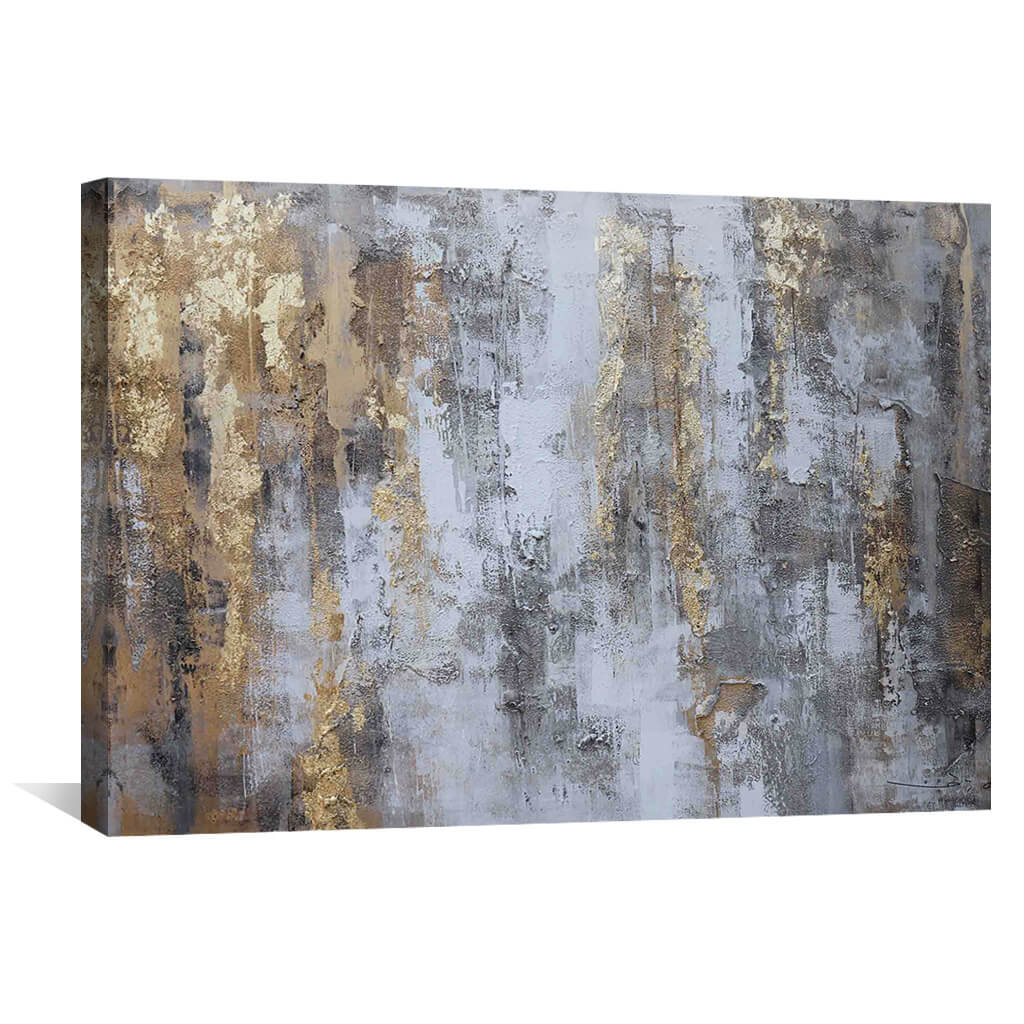 Peinture à l’huile abstraite gris et or