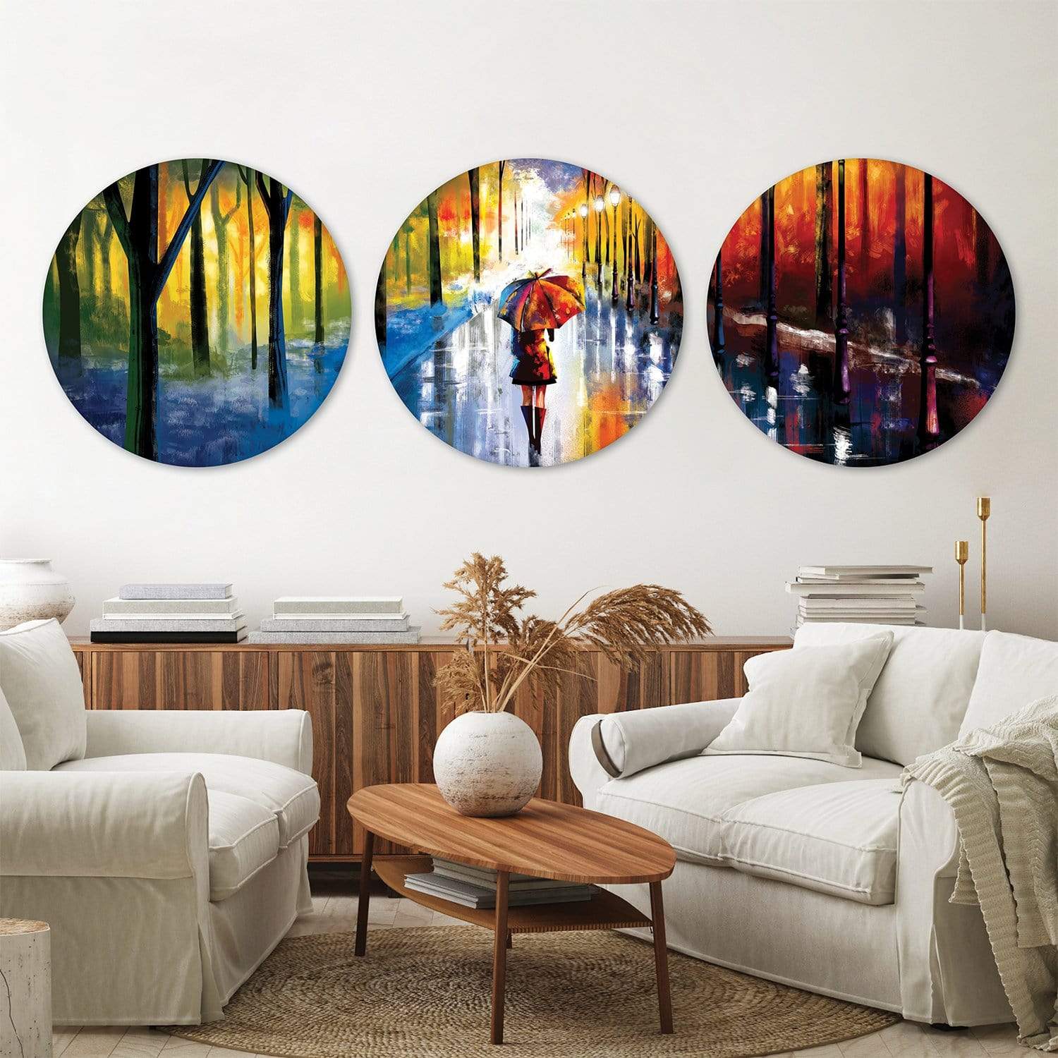 Toile Promenade pluvieuse - Cercle