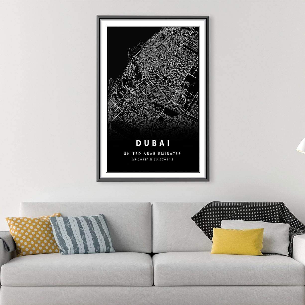 Toile carte noire de Dubaï