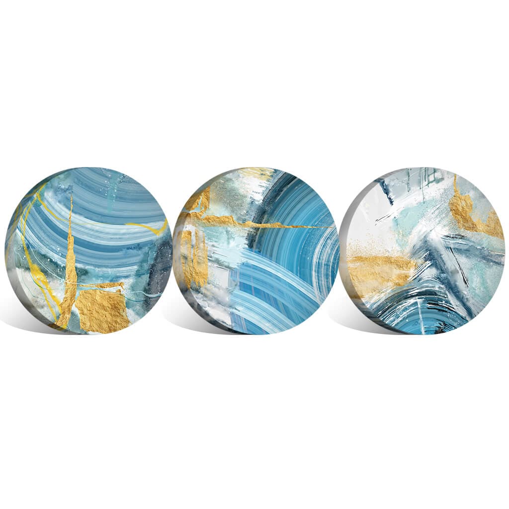 Toile Abstraite Bleu Jaune - Cercle