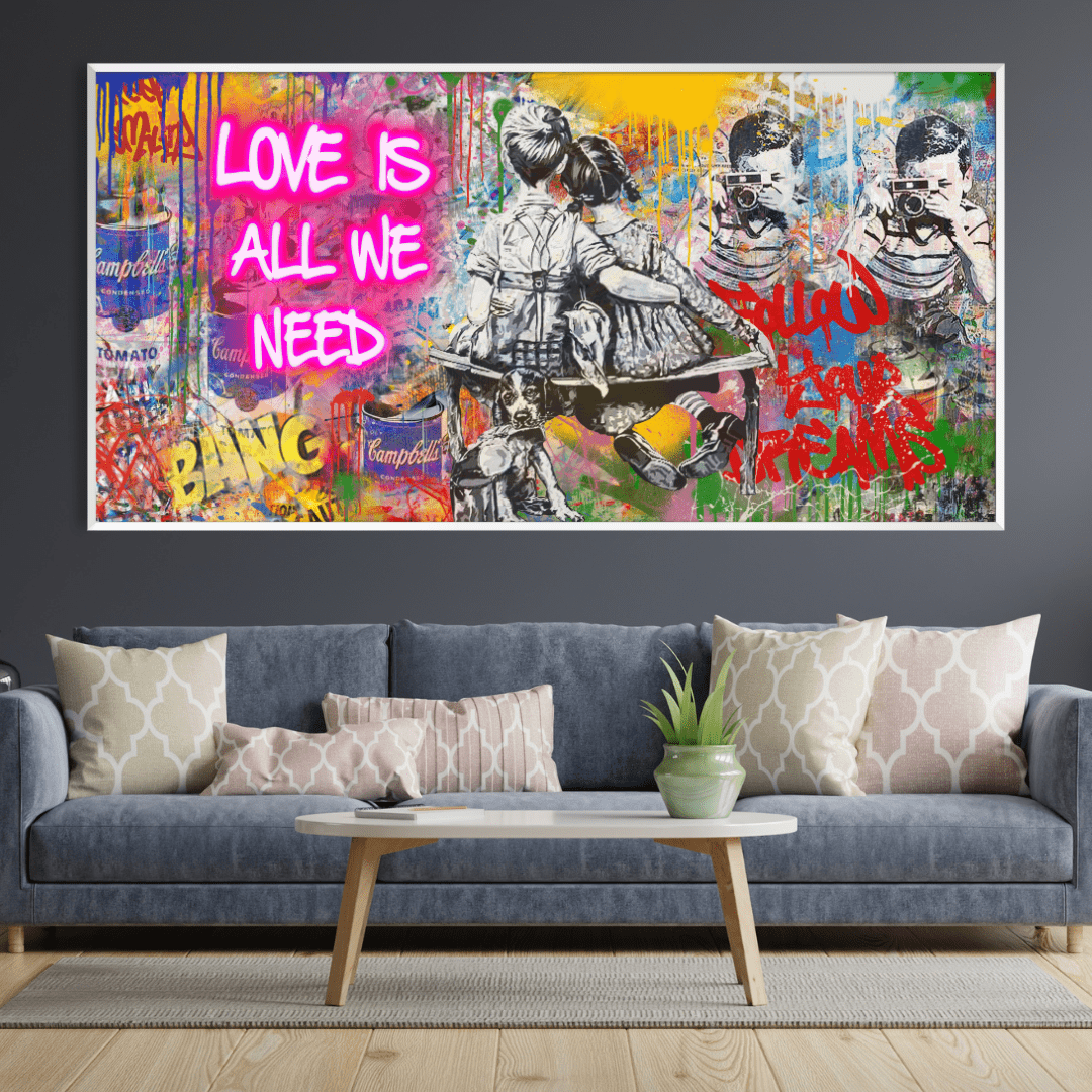 Graffiti-Banksy-Liebe ist alles, was wir brauchen Leinwand